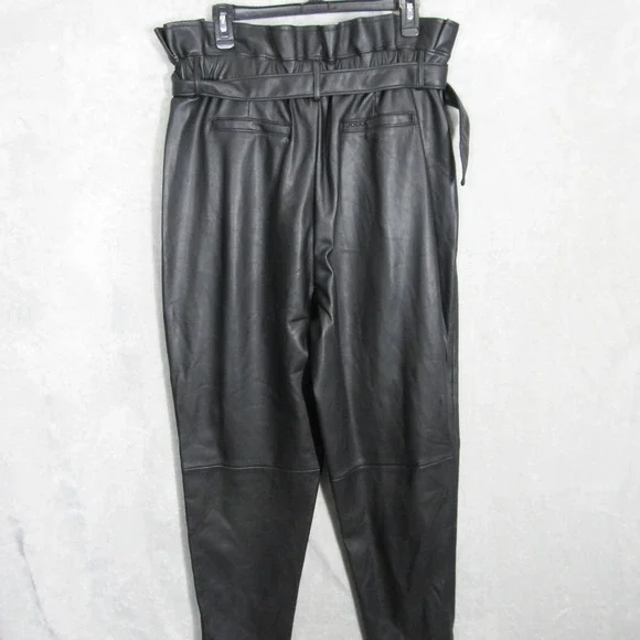 Blank NYC Faux Leather Paper Bag Waist Trousers Women's Size 31 Black Pants - Picture 9 of 13